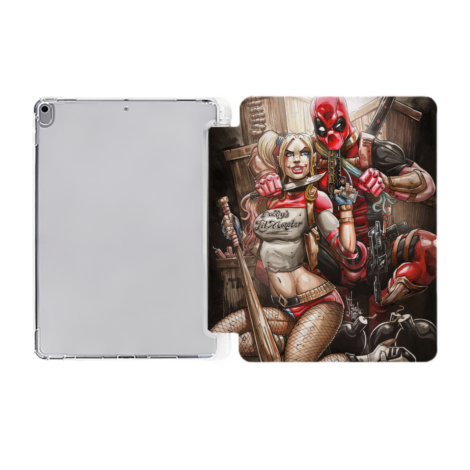 （画像用） Deadpool デッドプール IPad ケース ペン収納付き 三つ折りスタンド PUレザー×シリコン 対応機種9.5/10.5/10.9インチ